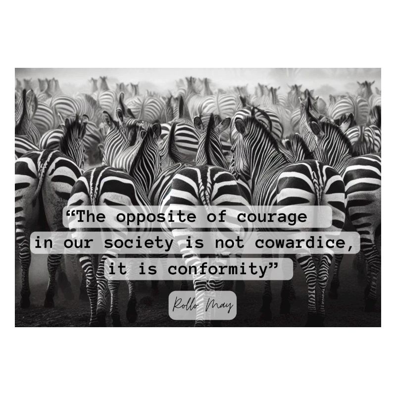 Mut oder Konformität Zebras im Kontrast Mono