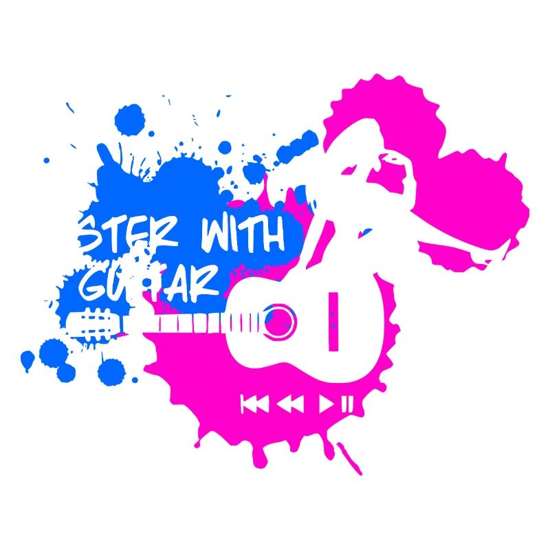 Master with guitar - Blue Pink White