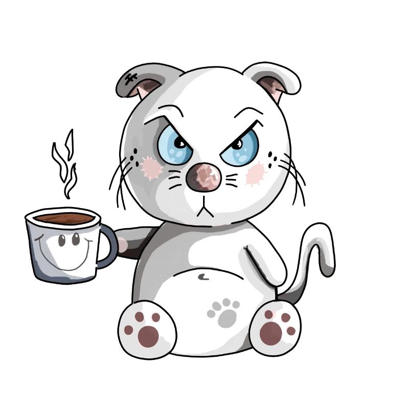 Grummelige Morgenmuffel Katze - Kaffee - Katzen