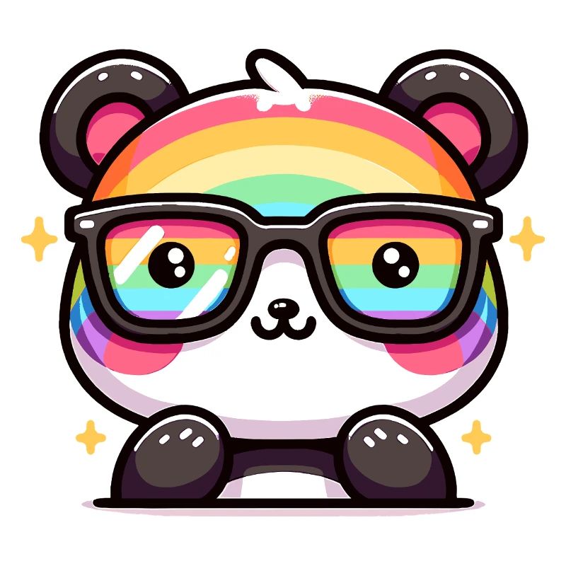 Regenbogen Panda mit Sonnenbrille