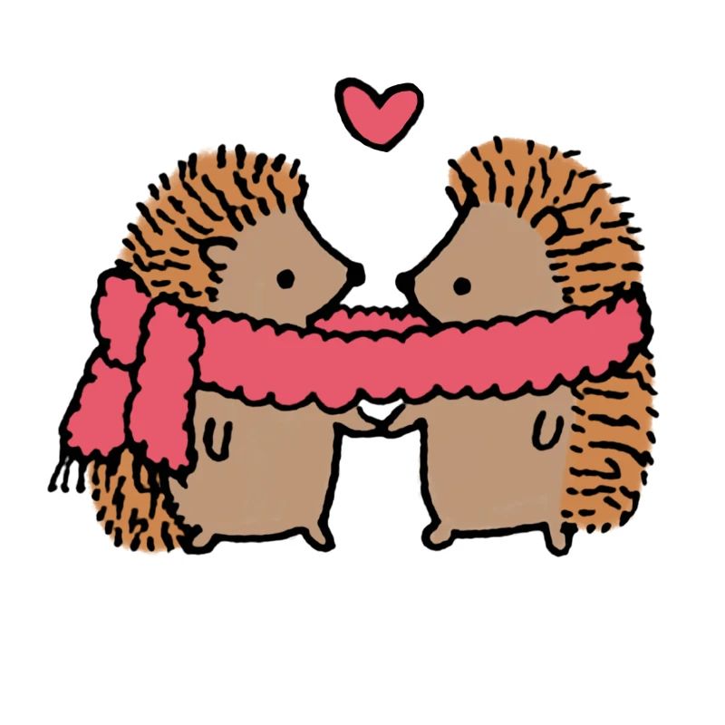 Cuddly hedgehogs with heart motif