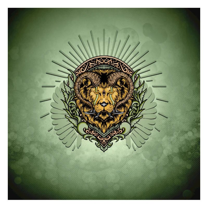 Impressionnant lion à cornes