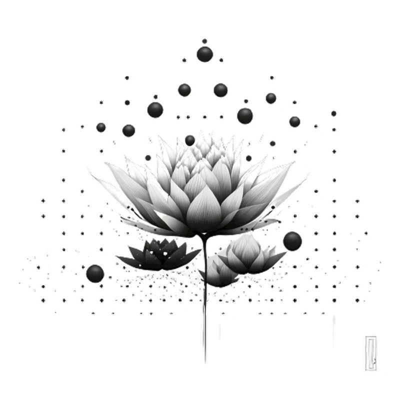 Conception de la nébuleuse du lotus en noir et blanc