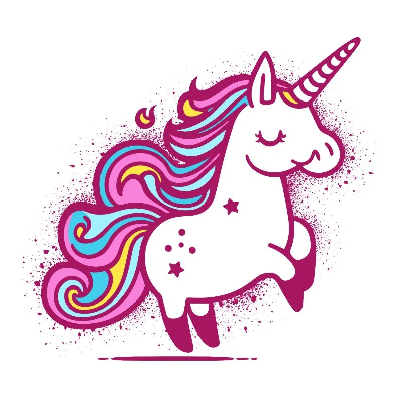 Skurrile Regenbogen Einhorn Illustration