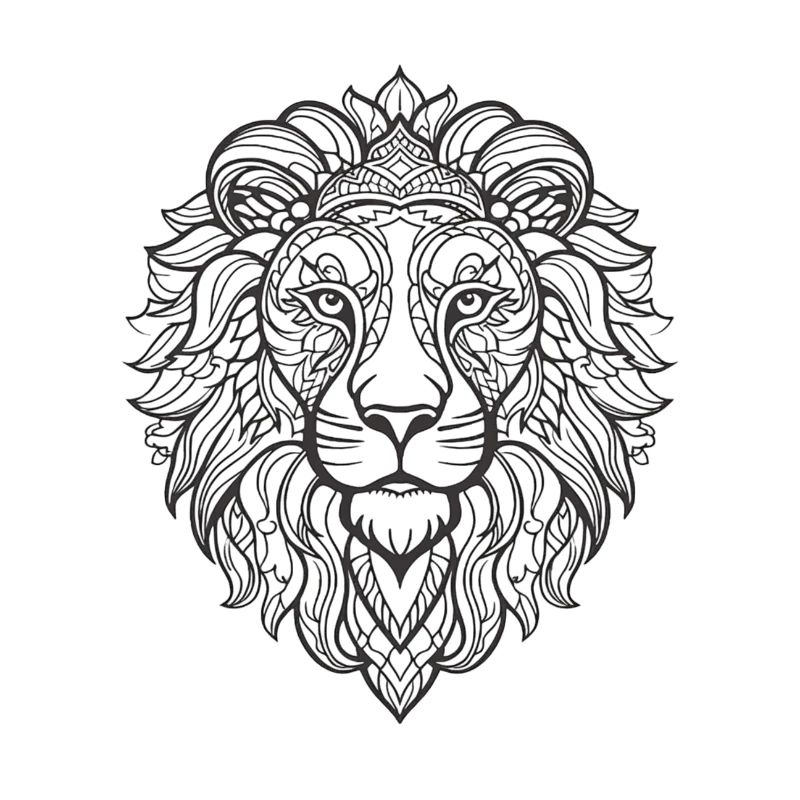 Detailed Lion Face Pattern