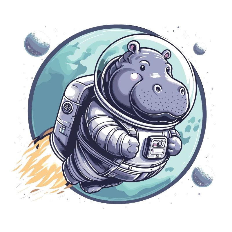Hippopotame astronaute spatial