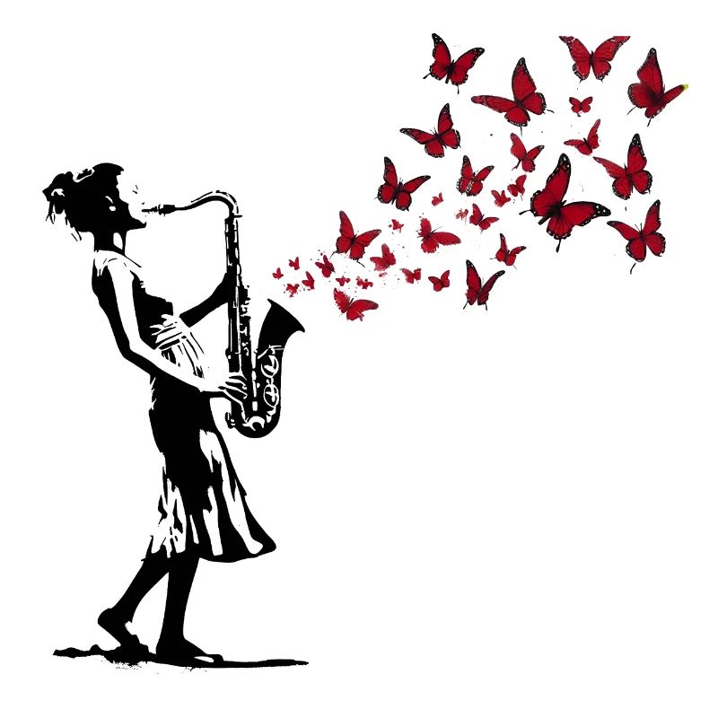 Musique de saxophone Style Art de rue papillon