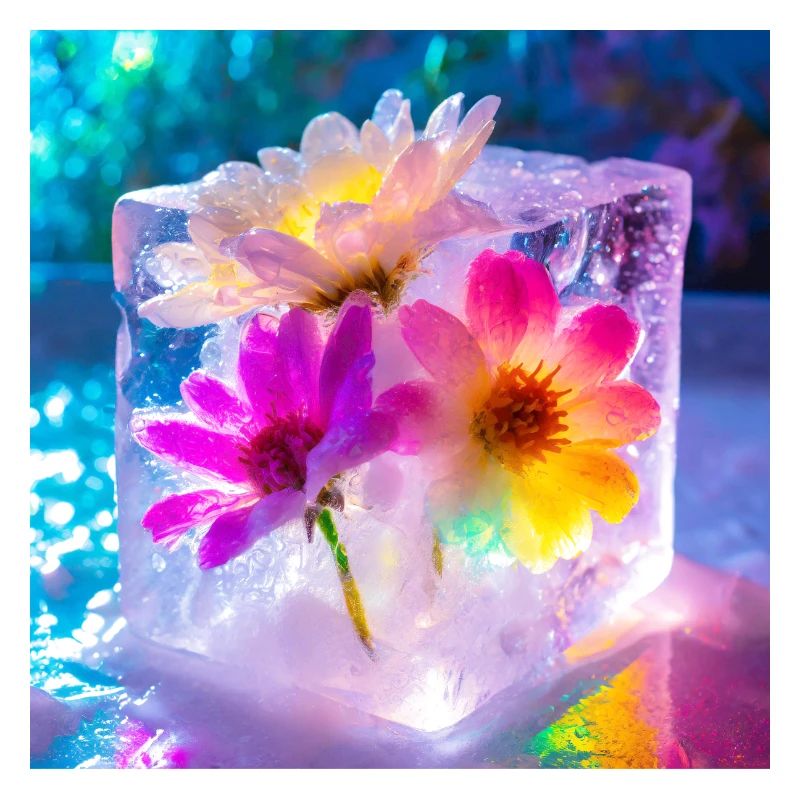 Blumen im Eis