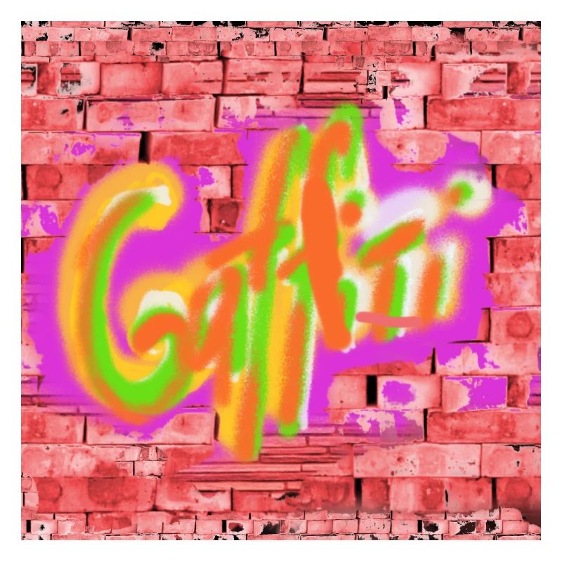 Graffitis colorés sur briques