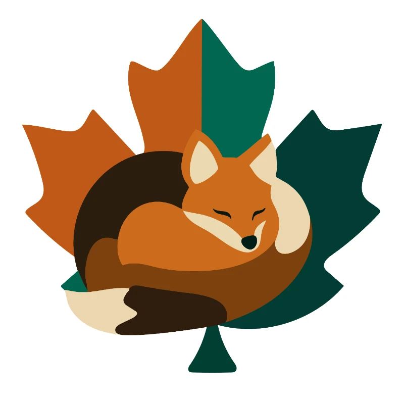 Fox in maple leaf design.