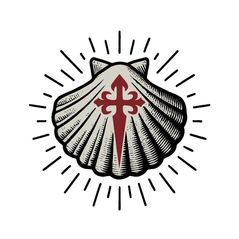 Coquille Saint-Jacques avec Croix de Saint-Jacques-de-Compostelle