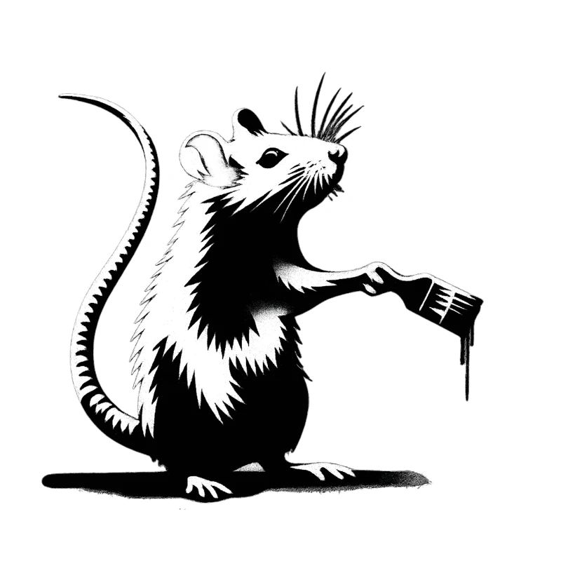 Ratte malt Tropfenfarbe | Eigener Spruch
