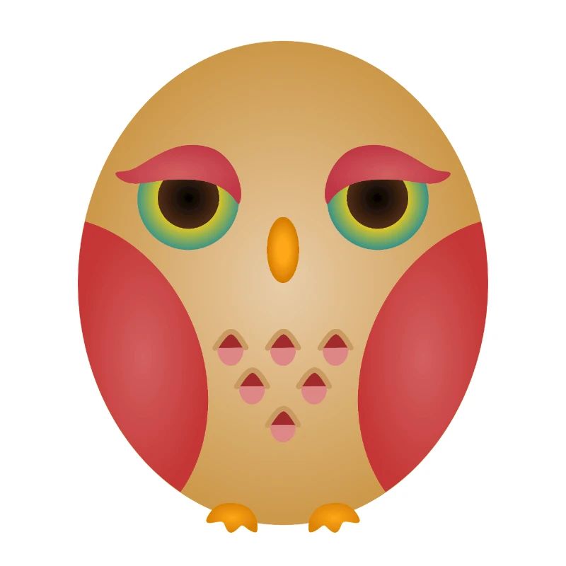 Visage de hibou dégradé dans des tons confortables