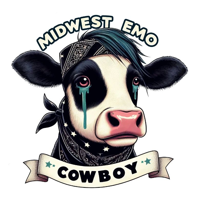 Midwest Emo Cowboy Cow Illustration