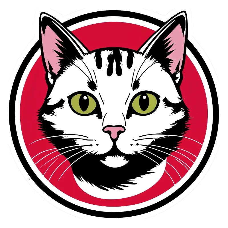 Emblème du visage du chat dans un cercle rouge