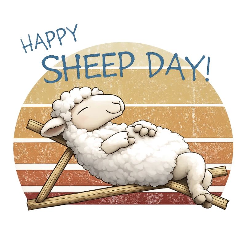 Happy Sheep Day Retro Sunset