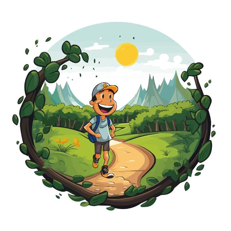 Hikers on the forest path