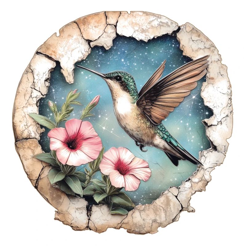 Colibri avec des fleurs