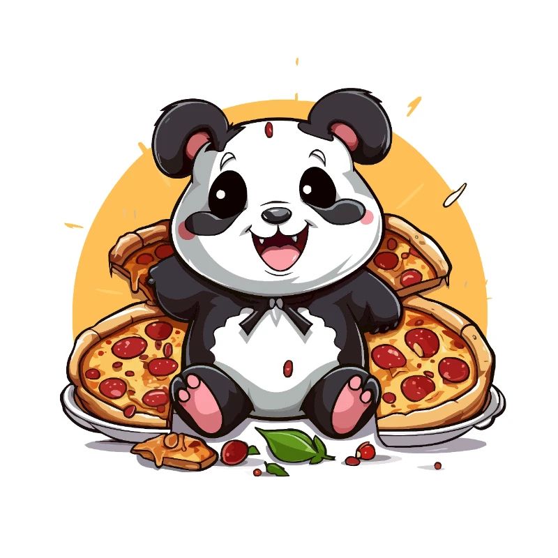 Cuddly panda with pizza magic