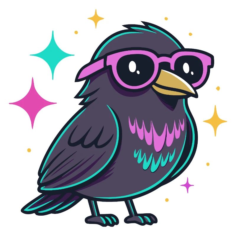 Vogel-Neon-Hipster mit Brille