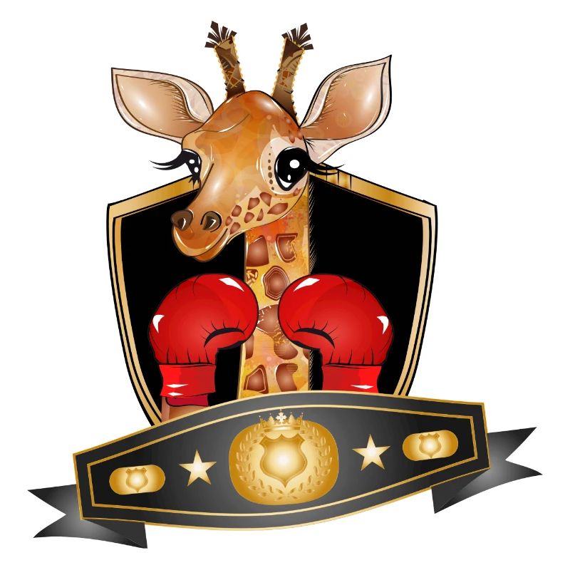 Giraffe als Boxer mit Boxhandschuhe und Box Gürtel
