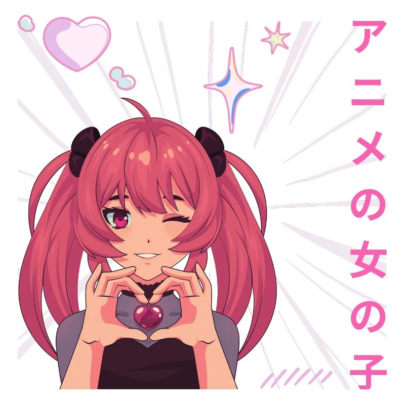 Weibliche Anime machen Herz am Valentinstag