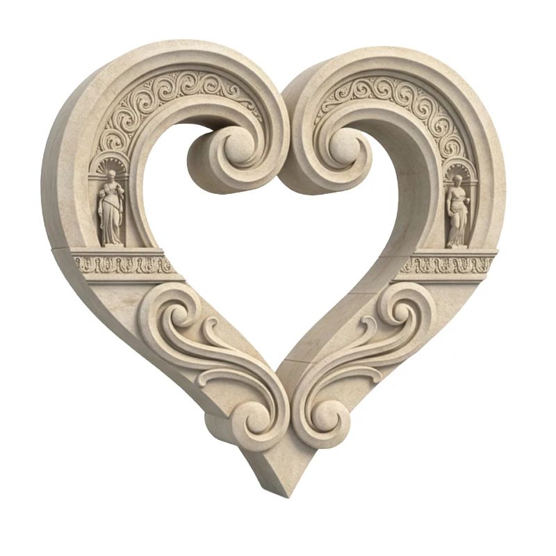 Architectural Stone Heart Sculpture