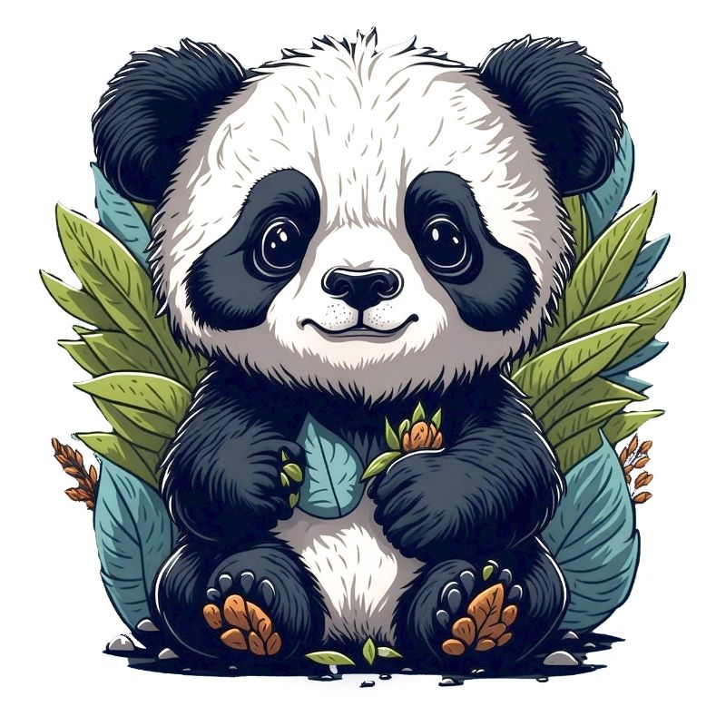 Le panda dans la forêt de feuilles