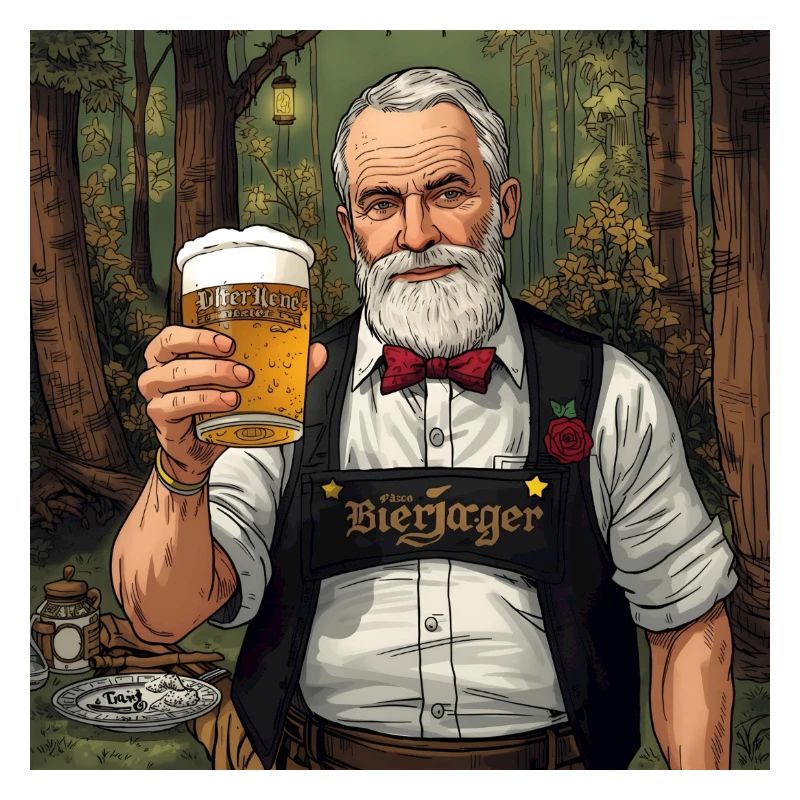 Bierjäger im Waldabend