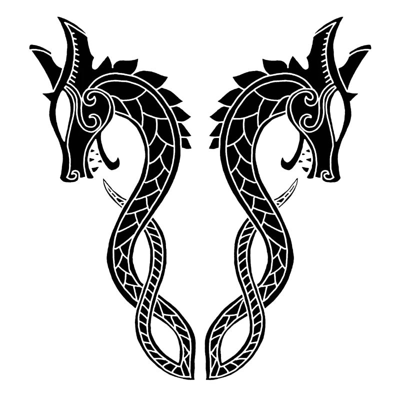 Two headed black dragon