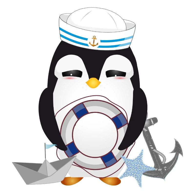 Pingouin mignon comme un marin dans un look marine