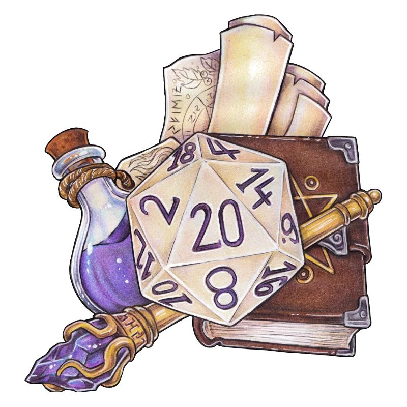 Wizard pour cadeaux de dés D20 sur table de jeu de rôle