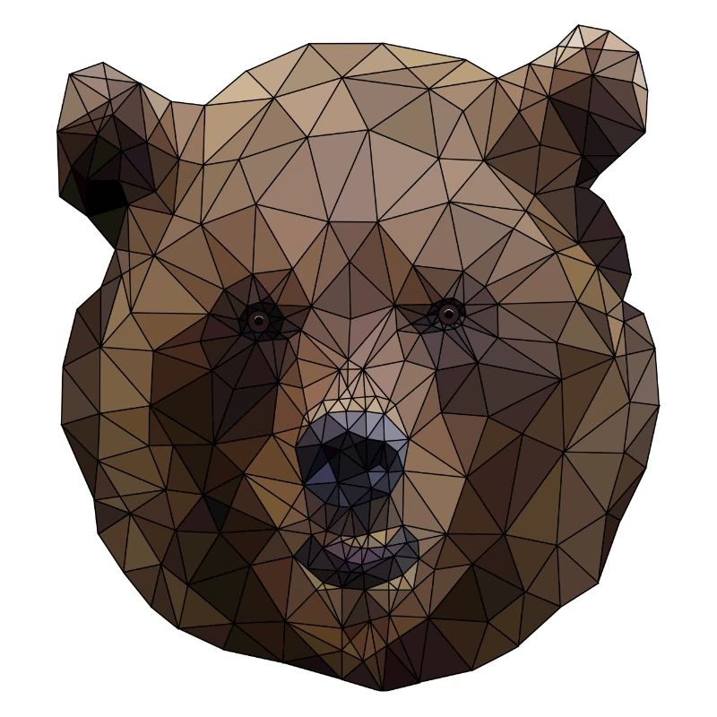 Polygonal Brown Bear Triangulaire Low Poly Art