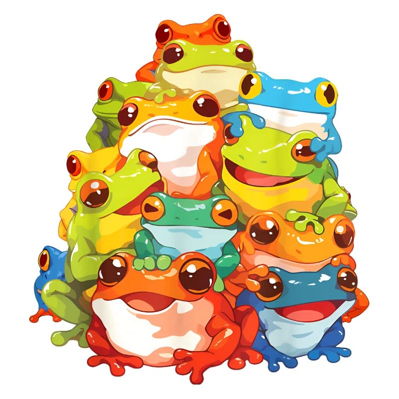 Illustration d’ensemble de grenouilles colorées
