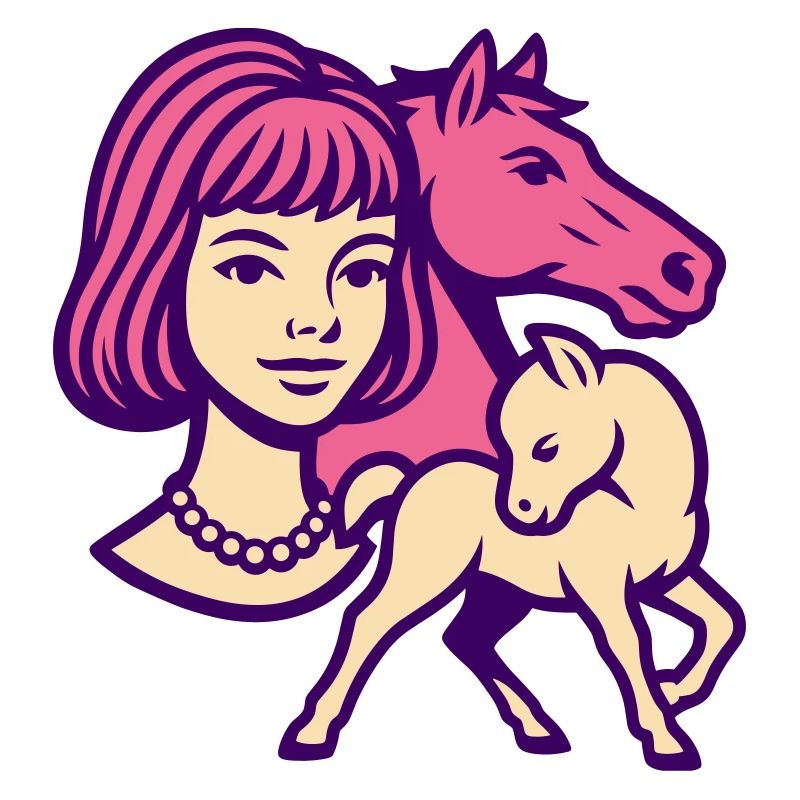 Fille Cheval Pop Art Rose