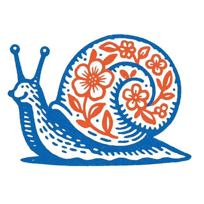 Retro Blue and Red Snail