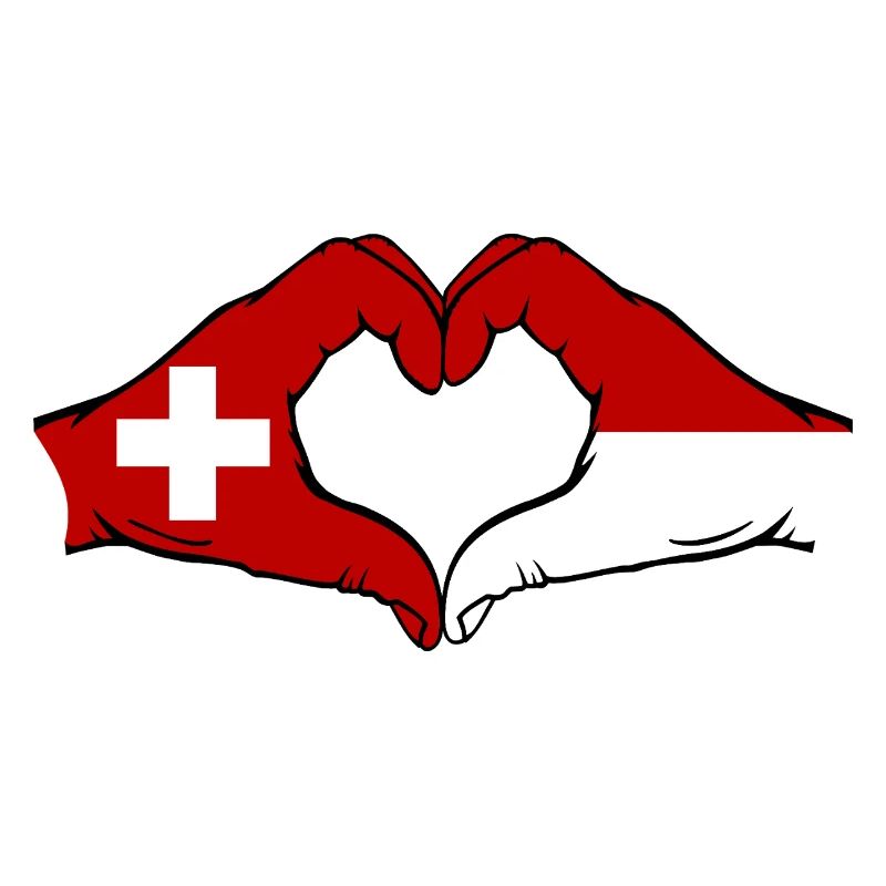 Suisse Monaco Drapeau Mains Coeur Forme
