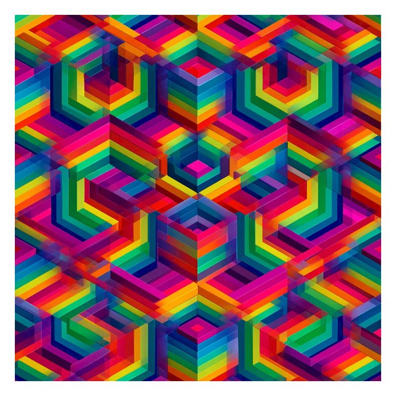 Illusion 3D géométrique colorée