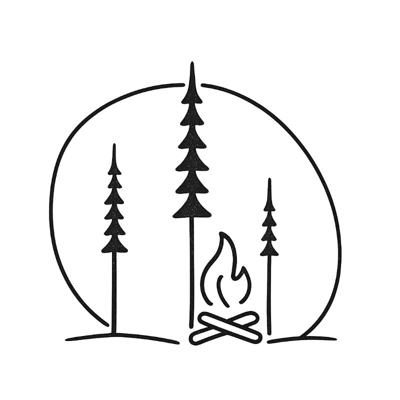 Forest Campfire Silhouette Nature Gift Idea