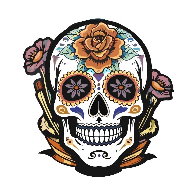 conception de tatouage de crâne en sucre floral