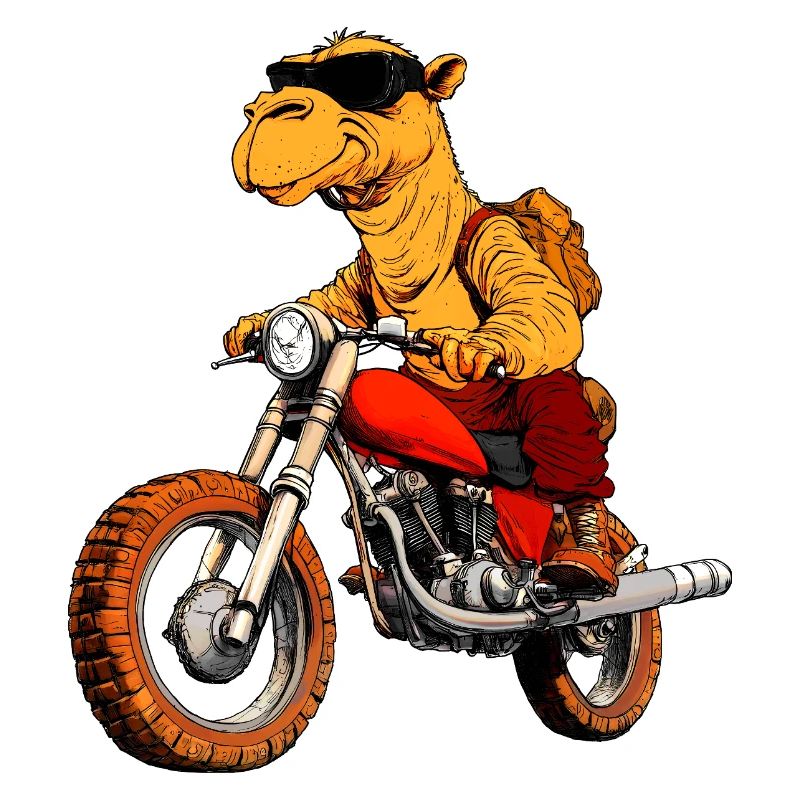 Kamel Motorradfahrer