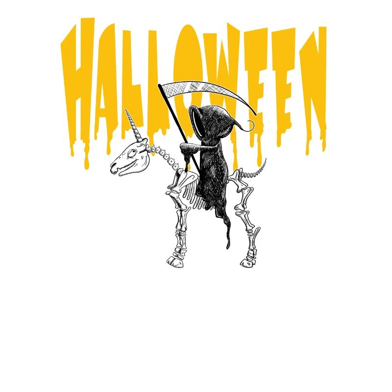 Halloween Sensenmann Auf Einhorn