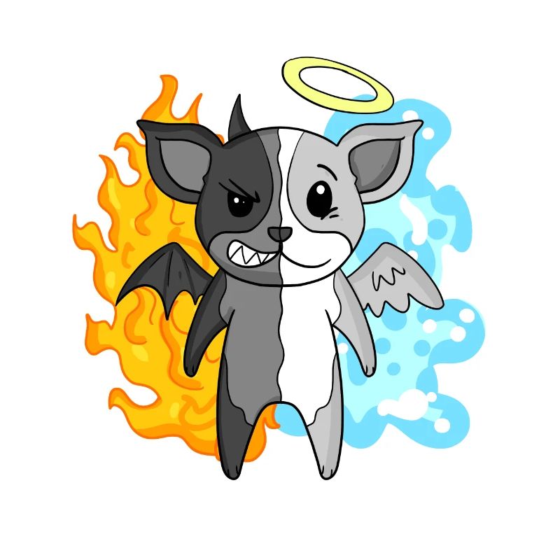 Dog Terrier - Angel and Devil