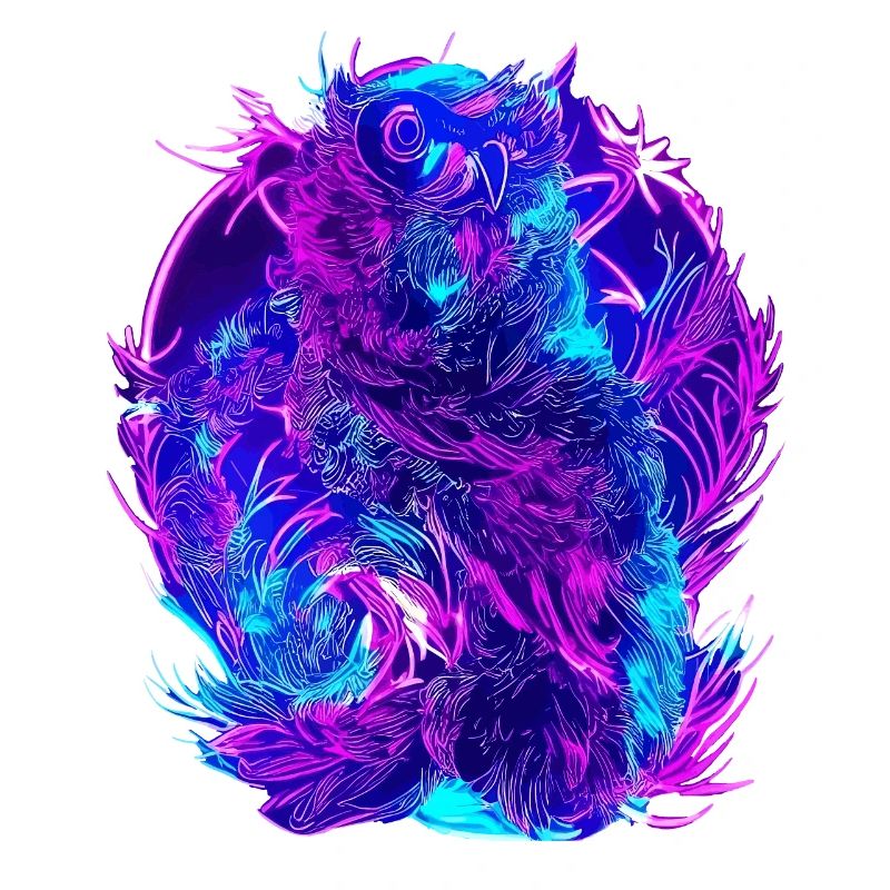 Abstrakte Eulen Neon Synthwave Kunst