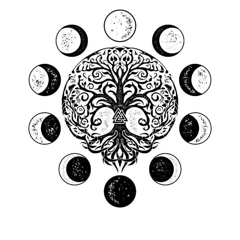 Ygdrassil Mondphasen Witchcraft Occult Lebensbaum