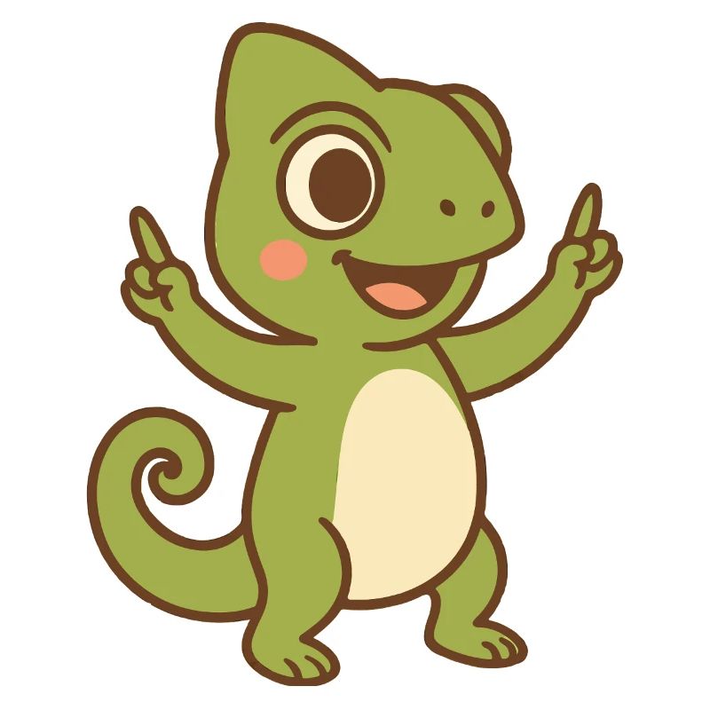 Bébé caméléon heureux