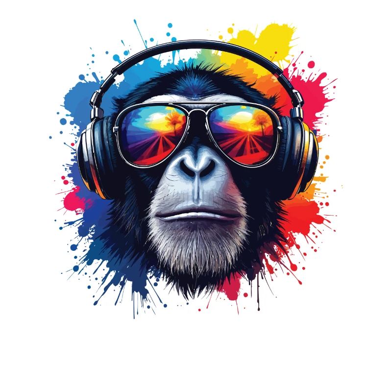 Tête de singe colorée avec casque