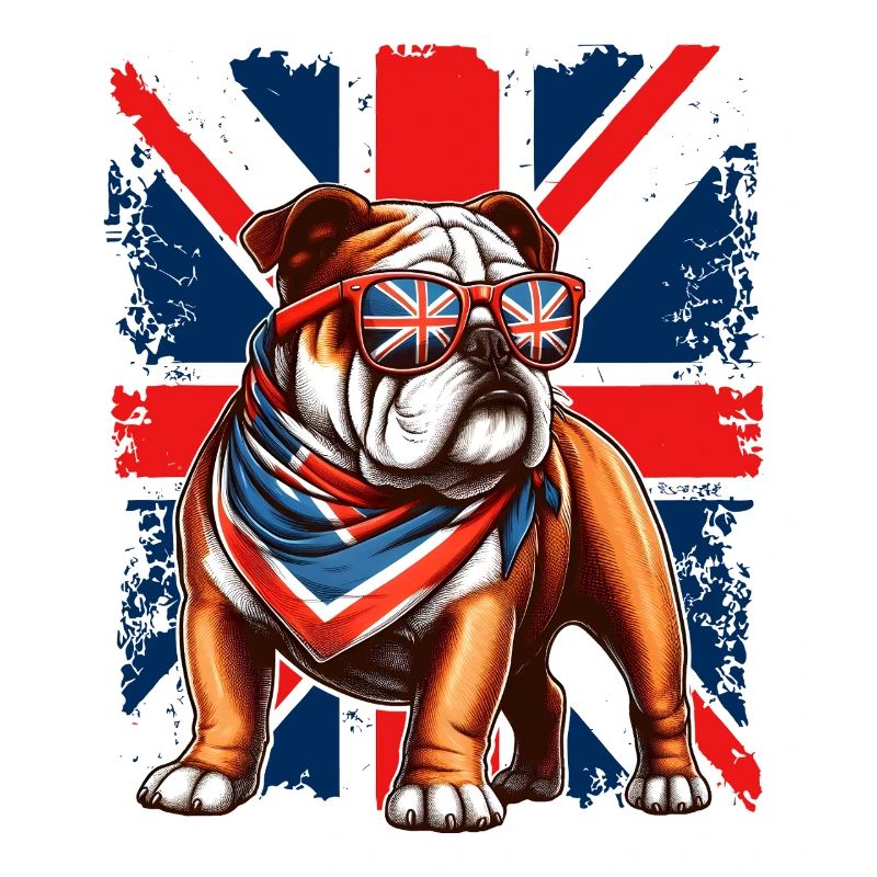 Bouledogue avec accessoires de drapeau britannique