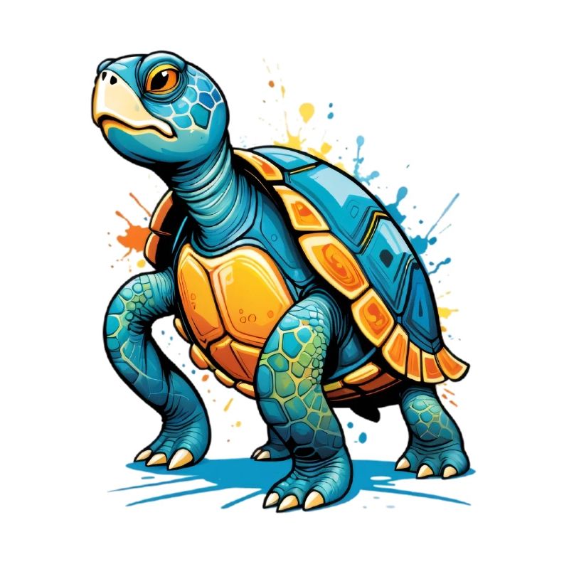 Illustration de tortue colorée avec des éclaboussures