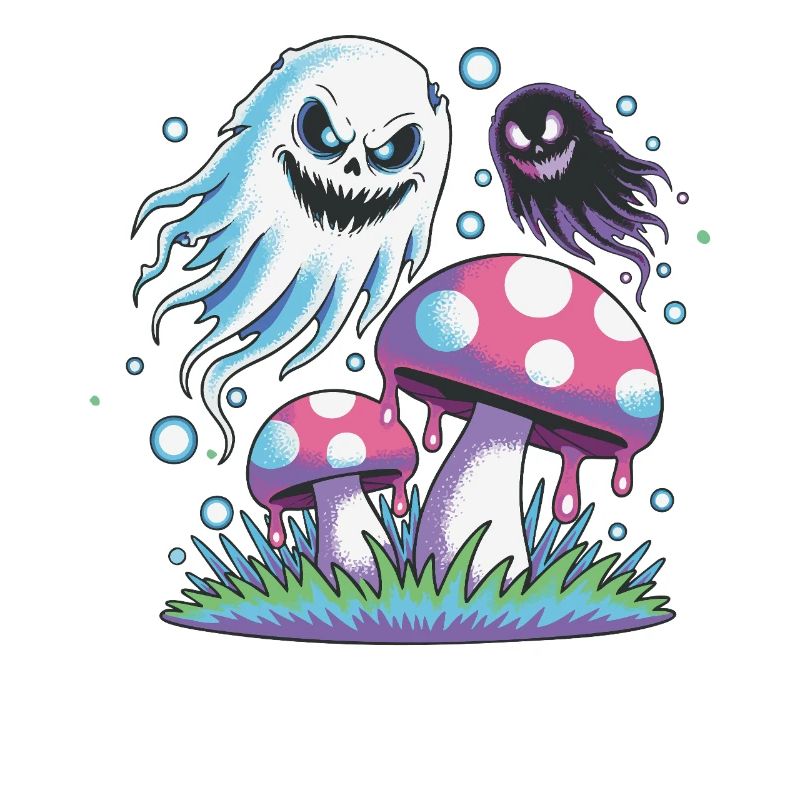 Fantômes et champignons effrayants – Neon Pastel Design